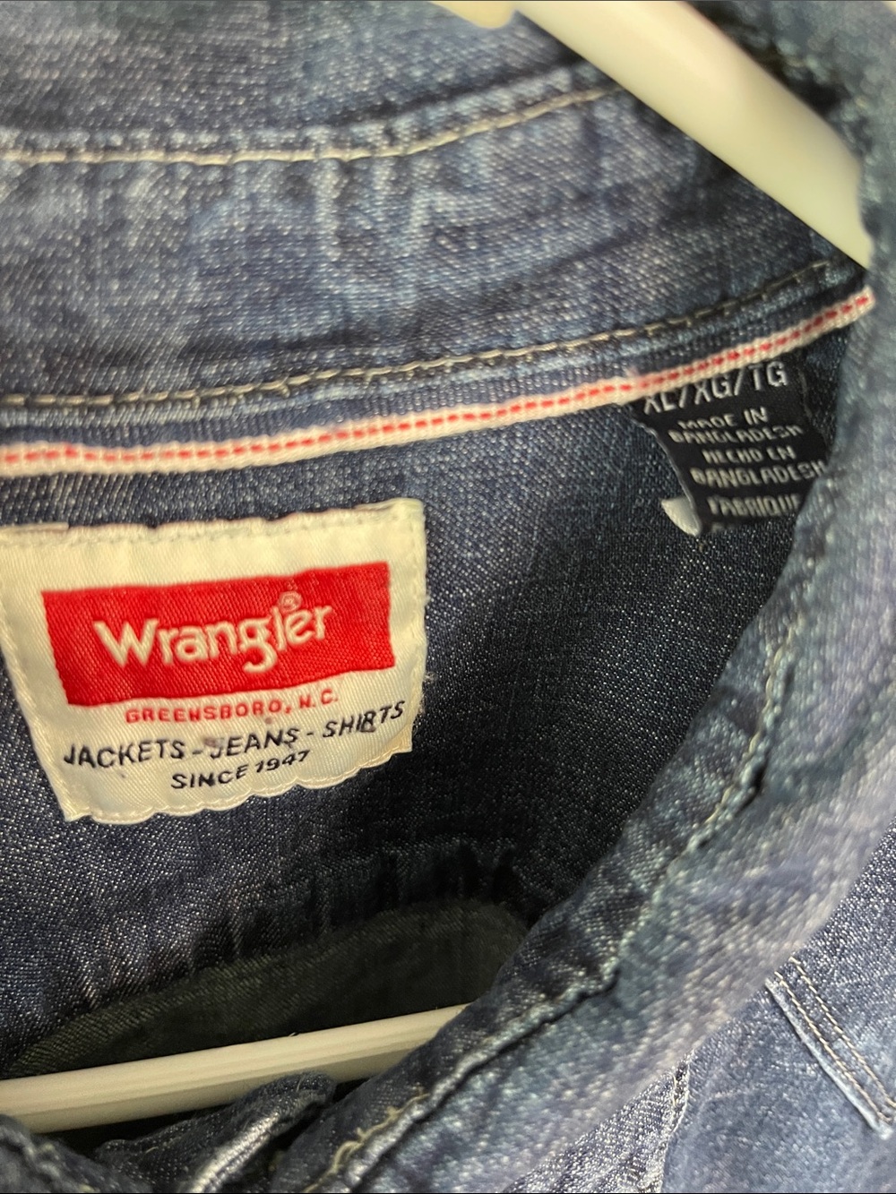 Wrangler Men's Premium Slim Fit Pearl Button Up Denim Shirt Size XL - Picture 5 of 7